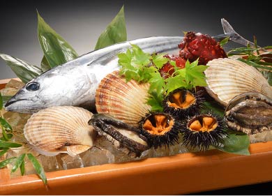 夕食一例・三陸海の幸